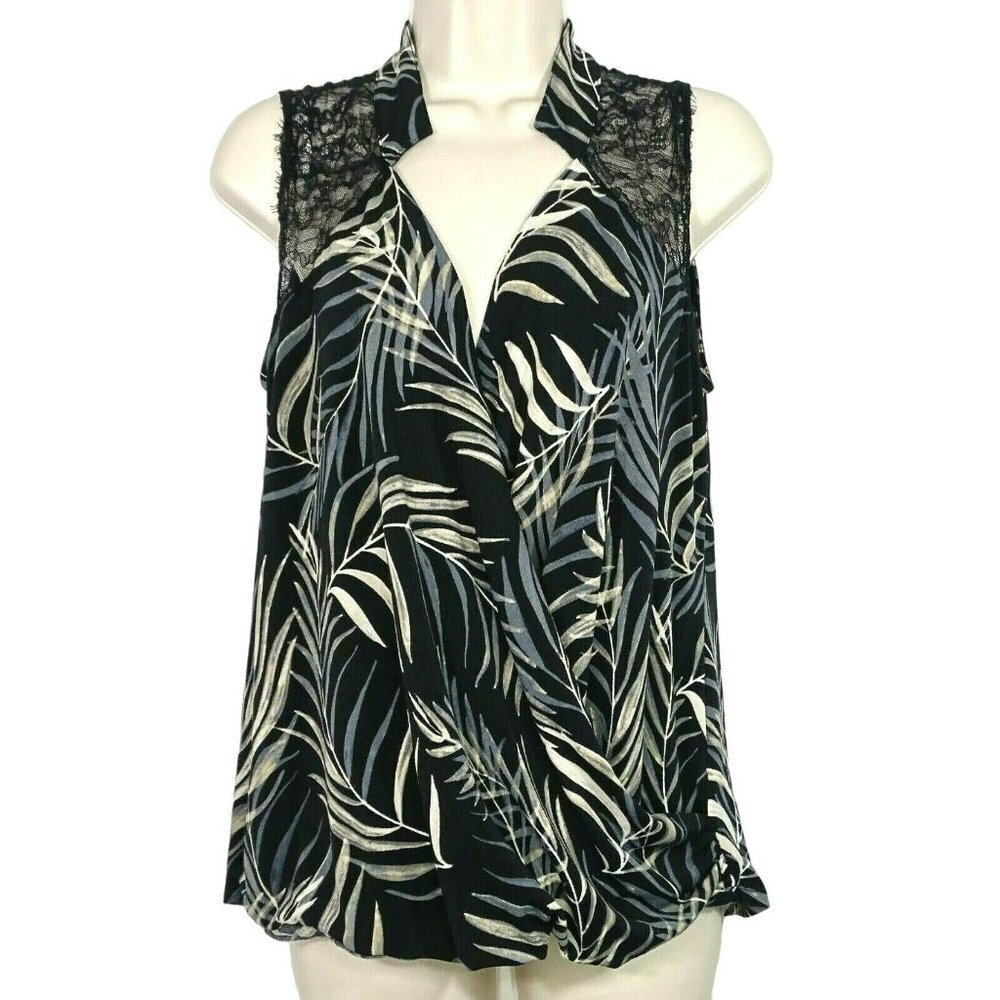 Cato Faux Wrap Top Shirt Lace Accent Women Size M